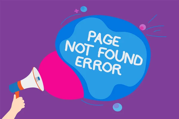 Writing note showing Page Not Found Error. Business photo showcasing message appears when search for website doesnt exist Convey messages ideas sound speaker announcement cloudy pattern design