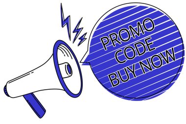 Promo kodu satın almak şimdi gösterilen Not yazma. Komut dosyası duyuru hoparlörler endişe verici mesaj uyarı sinyalleri iletmek özel kelimeler girerek büyük indirim veren vitrine iş fotoğraf