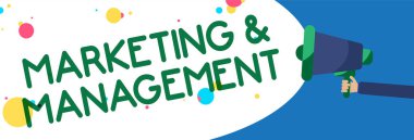 Pazarlama ve yönetim gösteren Not yazma. İş fotoğraf vitrine endişe verici hoparlör komut dosyası duyuru sinyal göstergesi uyarı ürün simgeleri için stratejileri geliştirme süreci