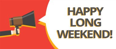 Word metin mutlu uzun hafta sonu yazma. Birini mutlu tatil seyahat tatil birden fazla satır metin haber vermek isteyen için iş kavramı düşünmek fikir geri çekme duyuru mesajları