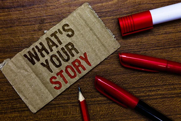 Texto Escritura Palabras What Your Story Concepto Negocio Para Preguntarle — Foto de Stock