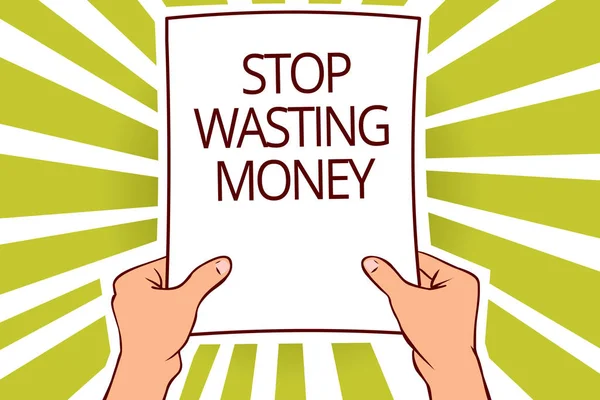 Текстовый Знак Показывающий Хватит Тратить Деньги Концептуальная Фотография Организация Графика — стоковое фото
