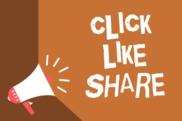 Nota Escrita Mostrando Clique Como Compartilhar Foto Negócios Mostrando Compartilhamento — Fotografia de Stock