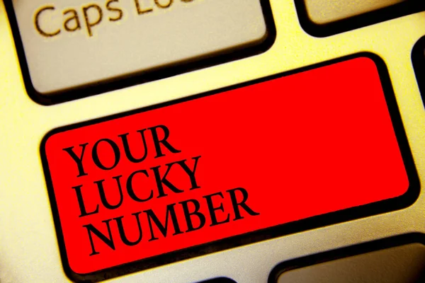 Kavramsal Yazma Your Lucky Number Gösterilen Klavye Giriş Düğmesini Yazarak — Stok fotoğraf