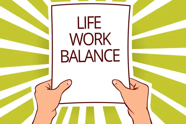 Text sign showing Life Work Balance. Conceptual photo stability person needs between his job and personal time Paper page capital reporting cardboards placards signboards pattern