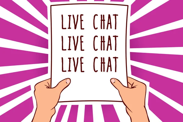 Szöveg Jel Mutatja Live Chat Live Chat Live Chat Fogalmi — Stock Fotó