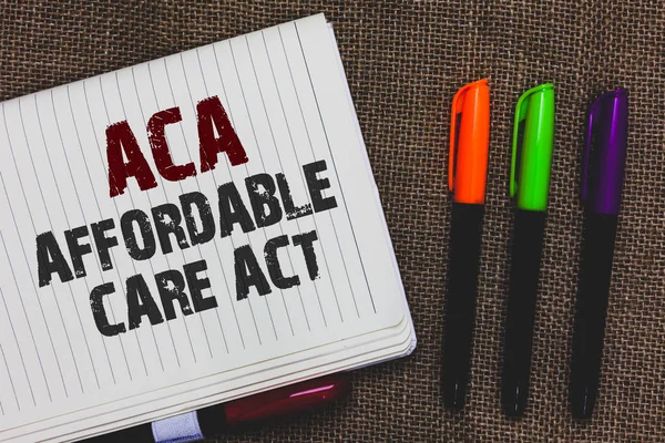 Tekstskilt Som Viser Aca Affordable Care Act Begrepsbilde Som Gir – stockfoto