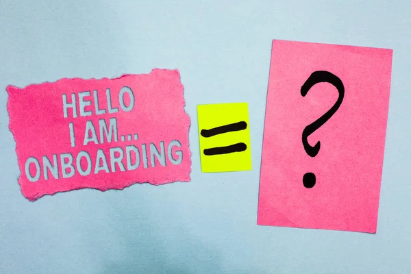 Ecriture Conceptuelle Montrant Hello Onboarding Photo Affaires Montrant Une Personne — Photo