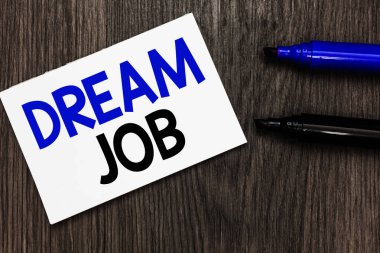 Hayalimdeki iş gösterilen metin işareti. Kavramsal fotoğraf, maaş ve veren sen saadettir önemli fikir fikirler defter marker işaretleri ahşap arka plan hatırlatma tarafından ödenir bir hareket