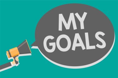 Metin My gol yazma kelime. Gelecek ya da çığlık fikir çığlık megafon hoparlör elde etmek için bir kişi tamamlar istenilen sonuç için iş kavramı konuşmak konuşan konuşma balonu