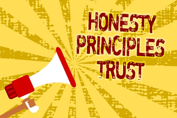 Escrita Mão Conceitual Mostrando Princípios Honestidade Confiança Texto Foto Negócios — Fotografia de Stock