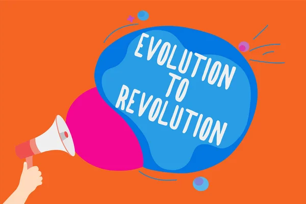 Escribiendo Una Nota Que Muestra Evolution Revolution Foto Negocios Que — Foto de Stock