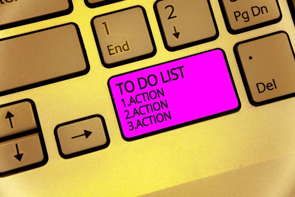 Handgeschreven Tekst List Actie Actie Action Begrip Betekenis Dag Prioriteiten — Stockfoto