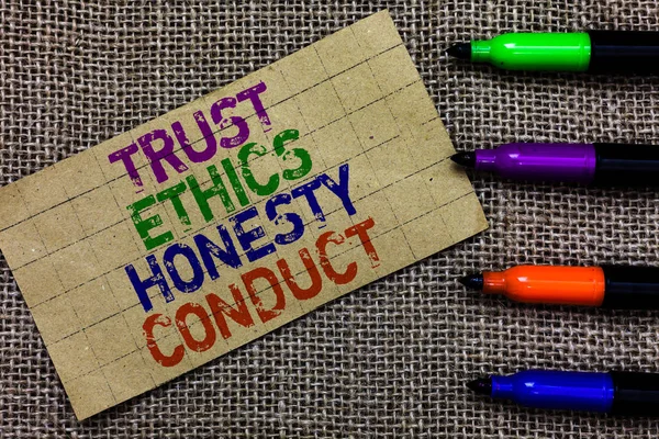 Handwriting Text Writing Trust Ethics Honesty Conduct Concept Meaning Connotes — Stock Photo, Image