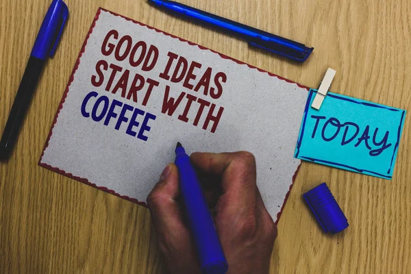 Die Konzeptionelle Handschrift Mit Guten Ideen Beginnt Beim Kaffee Business — Stockfoto