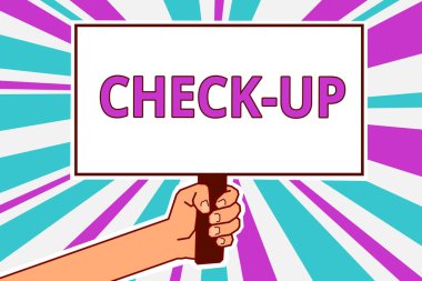 Kavramsal el kontrol kadar gösterilen yazma. Doktorlar adam tarafından yapılan fiziksel tıp veya klinik muayene vitrine iş fotoğraf tutun kurulu fikir yansıma niyeti grev arka plan