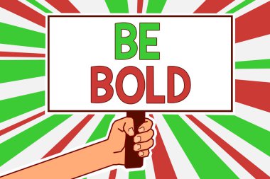 Kalın olarak gösterilen metin işareti. Kavramsal fotoğraf bunun için gitmek saptamak o kendin sadece sert sert biri el arka plan afiş önemli protesto ileti yeşil kırmızı ışınları tutarak konuşmak yerine