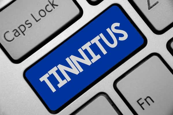 Escribir Texto Mano Tinnitus Concepto Significado Timbre Música Sensación Similar — Foto de Stock