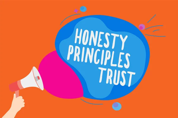 Escrevendo Uma Nota Mostrando Princípios Honestidade Confiança Foto Negócios Mostrando — Fotografia de Stock