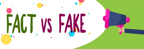 Texto Caligrafia Fato Falso Conceito Significado Rivalidade Produtos Informações Originais — Fotografia de Stock