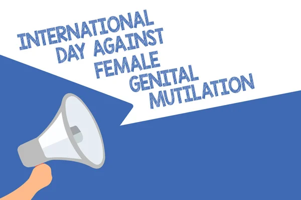 Текст Почерка International Day Female Genital Mutilation Концепция Означает День — стоковое фото