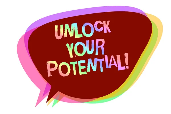 Znak Tekstowy Wyświetlono Unlock Your Potential Koncepcyjne Zdjęcie Poprawić Umiejętności — Zdjęcie stockowe