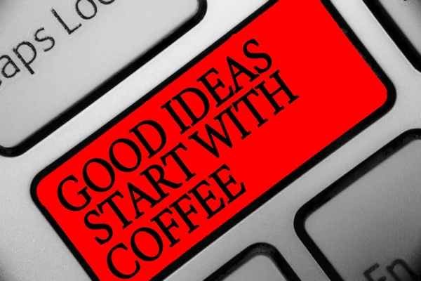 Schreibnotizen Die Gute Ideen Zeigen Beginnen Mit Kaffee Business Foto — Stockfoto
