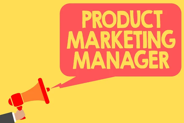 Texto Caligrafia Product Marketing Manager Conceito Que Significa Quem Responsável — Fotografia de Stock