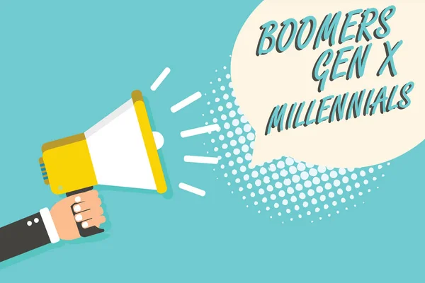 Texte Écriture Mots Boomers Gen Millennials Concept Entreprise Pour Généralement — Photo