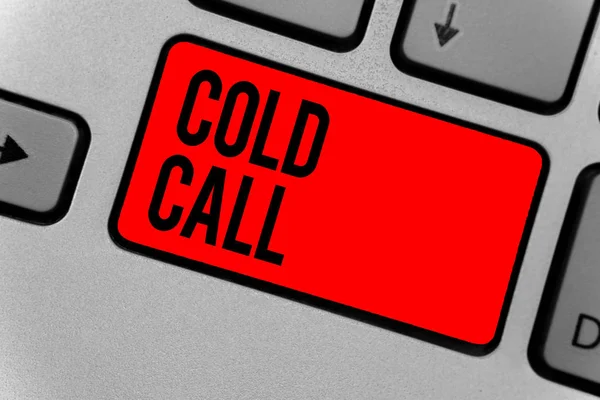 Text Sign Showing Cold Call Conceptual Photo Unsolicited Call Made — Stock Photo, Image