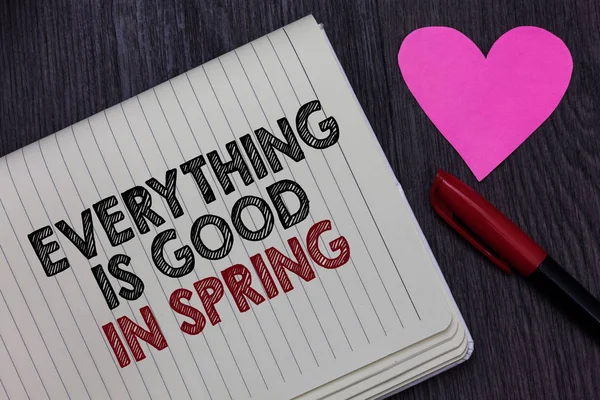 Escrevendo Nota Mostrando Tudo Bom Primavera Foto Negócios Mostrando Felicidade — Fotografia de Stock
