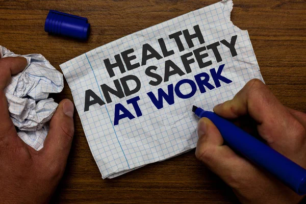 Szöveg Írása Egészség Biztonság Munka Szó Üzleti Koncepció Biztonságos Eljárások — Stock Fotó