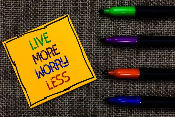 Conceptual Hand Writing Showing Live More Worry Less Business Photo — Stock Photo, Image