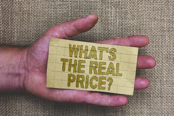 Conceptual Hand Writing Showing What Real Price Question Business Photo — Stock Photo, Image