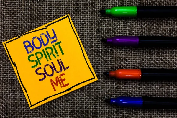Escrita Mão Conceitual Mostrando Body Spirit Soul Texto Foto Negócios — Fotografia de Stock