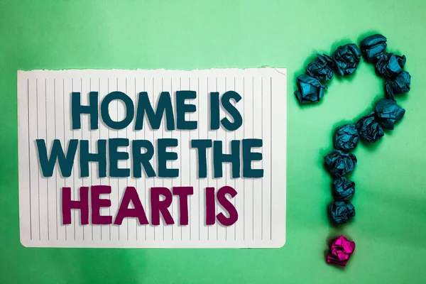 Écriture Conceptuelle Montrant Home Heart Texte Photo Affaires Votre Maison — Photo