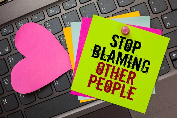 Sinal Texto Mostrando Stop Blaming Other People Foto Conceitual Não — Fotografia de Stock