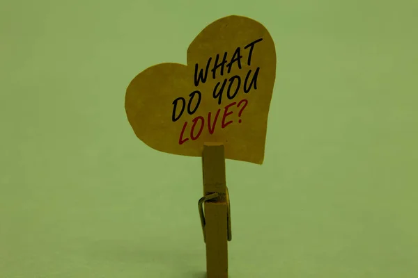 Texto Caligrafia What You Love Question Conceito Significado Coisas Agradáveis — Fotografia de Stock