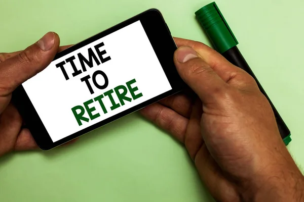 Writing Obs Visar Tid Att Pension Företag Foto Skylta Hållplatsen — Stockfoto