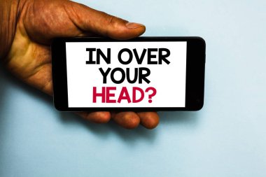 El yazısı metin In Your Head üzerinden soru. Zor durum sorun insan elinde dahil olmak anlam kavramı cep telefonu bazı siyah ve kırmızı renk harflerle tutun