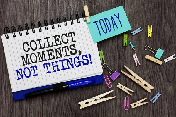 Writing Note Showing Collect Moments Things Business Photo Showcasing Happiness — Stock Photo, Image