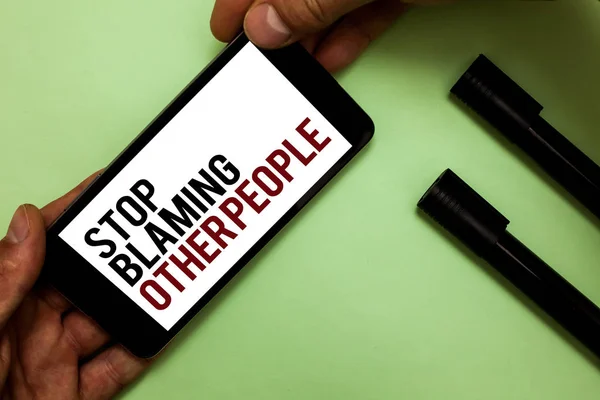 Sinal Texto Mostrando Stop Blaming Other People Foto Conceitual Não — Fotografia de Stock