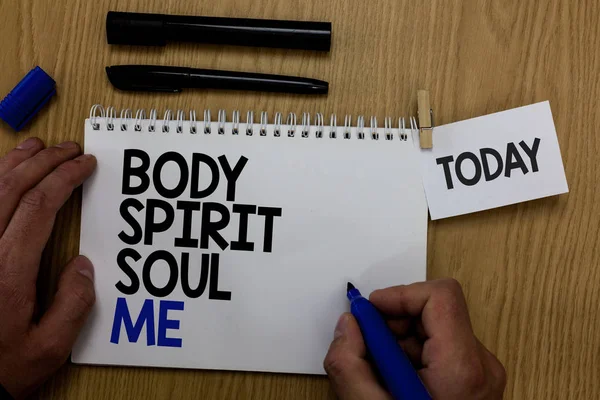 Teks Tulisan Kata Body Spirit Soul Konsep Bisnis Untuk Keseimbangan — Stok Foto