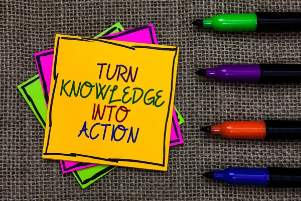 Text Sign Showing Turn Knowledge Action Conceptual Photo Apply What — Stock Photo, Image