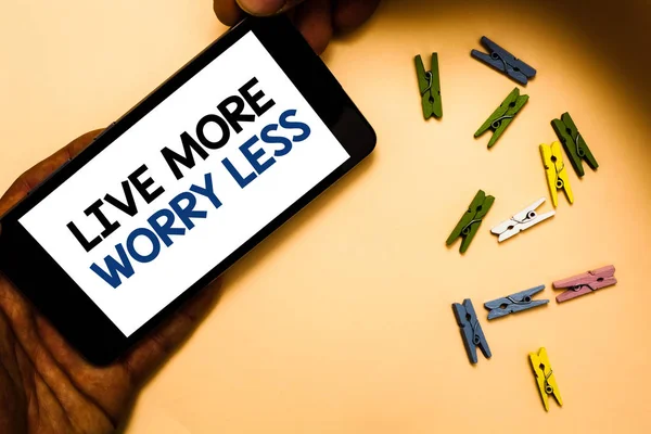Conceptual Hand Writing Showing Live More Worry Less Business Photo — Stock Photo, Image