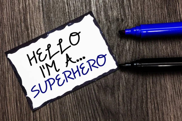 Tulisan Kata Hello Pahlawan Super Konsep Bisnis Untuk Kekuatan Khusus — Stok Foto