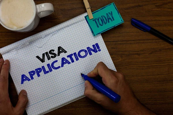 Writing Note Showing Visa Application Business Photo Showcasing Form Ask — Stock Photo, Image