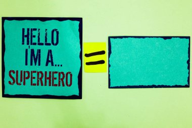 Merhaba ben A yazıyorum el yazısı metin... Süper kahraman. Mavi sayfa metinler üzerinde sarı eşit boş başka bir yazılı kavramı anlam özel güçleri çizgi film karakteri gümrük güç siyah sınır