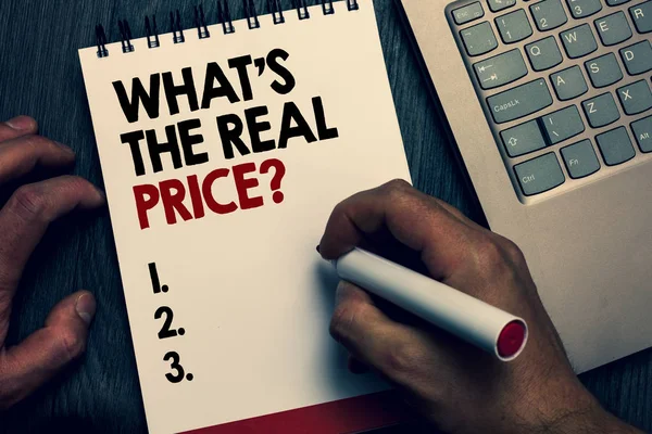 Sinal Texto Mostrando Que Questão Preço Real Foto Conceitual Valor — Fotografia de Stock
