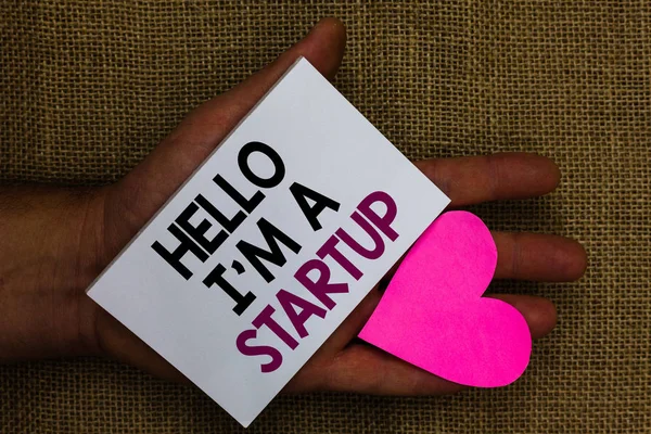 Texto Escritura Palabras Hello Startup Concepto Negocio Para Emprendedor Que — Foto de Stock